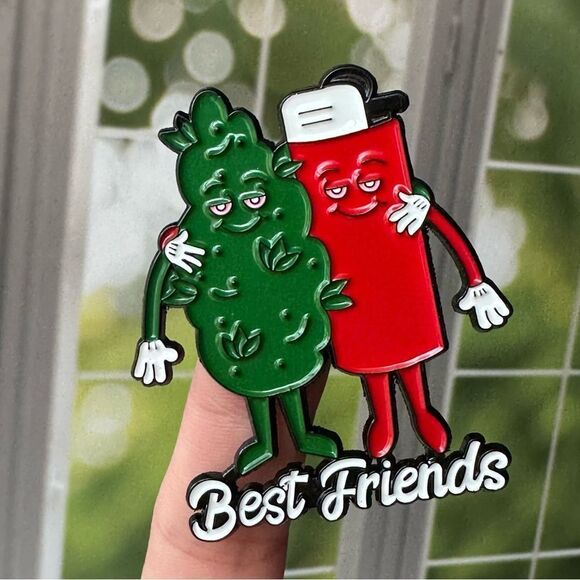 Best Friends Bud Lighter Enamel Pin/ Brooch Lapel - Picture 1 of 6